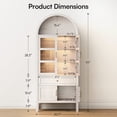 thumbnail image 5 of Cottinch 71" Arch Storage Cabinet with 4 Doors & Adjustable Shelves,Drawer,Wooden Bookshelf Cabinet,LED Lighted Display Cabinet,Gray, 5 of 10