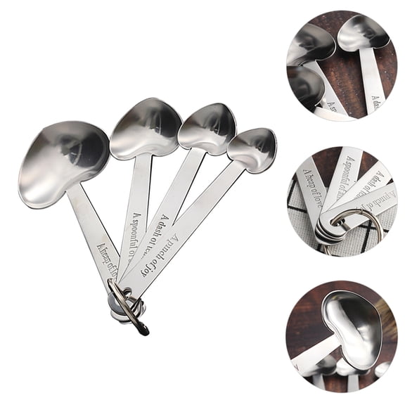 PAMINGONO 1 Set Grams Measuring Spoons Heart Shape Stainless Steel For Home Cooks