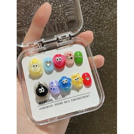 [Original real shot] Handmade armor Internet celebrity cartoon cute nail patch colorful smiley face big eyes cute boy