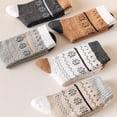 thumbnail image 3 of Womens Cotton Blend Mid Calf Socks Fair Isle Speckled Knit Snowflake Pattern Crew Socks Autumn Winter Thermal Warm Cozy Casual Dress Socks (C), 3 of 5