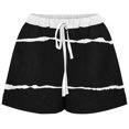 thumbnail image 3 of USNSM Soft Lightweight Shorts for Women Solid Color Wave Stripe Printed Casual Shorts Cotton Comfortable Sports Shorts with Pockets Black XL, 3 of 4
