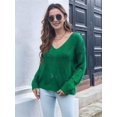 thumbnail image 2 of Fall Sweaters Round Neck Crochet Hollow Out Cute Winter Pullover Sweaters for Women Trendy Green S, 2 of 7