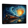 thumbnail image 2 of Designart art Mural Encadré avec Train, art Mural Encadré avec Train, Rails de Train par Vincent un Voyage Jaune et Bleu, Très Grand art Mural Moderne Encadré Noir, Cadre Noir 20x12 Pouces, 2 of 5