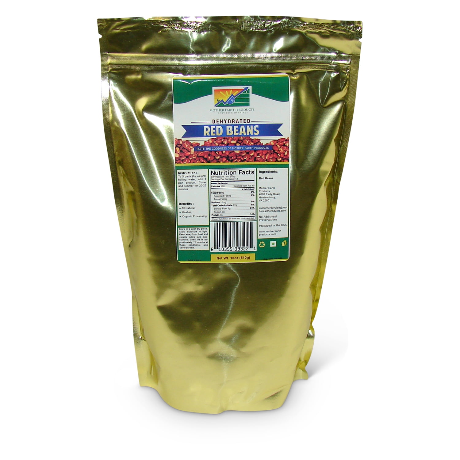 Dehydrated Red Beans, 1 full quart Mylar Bag