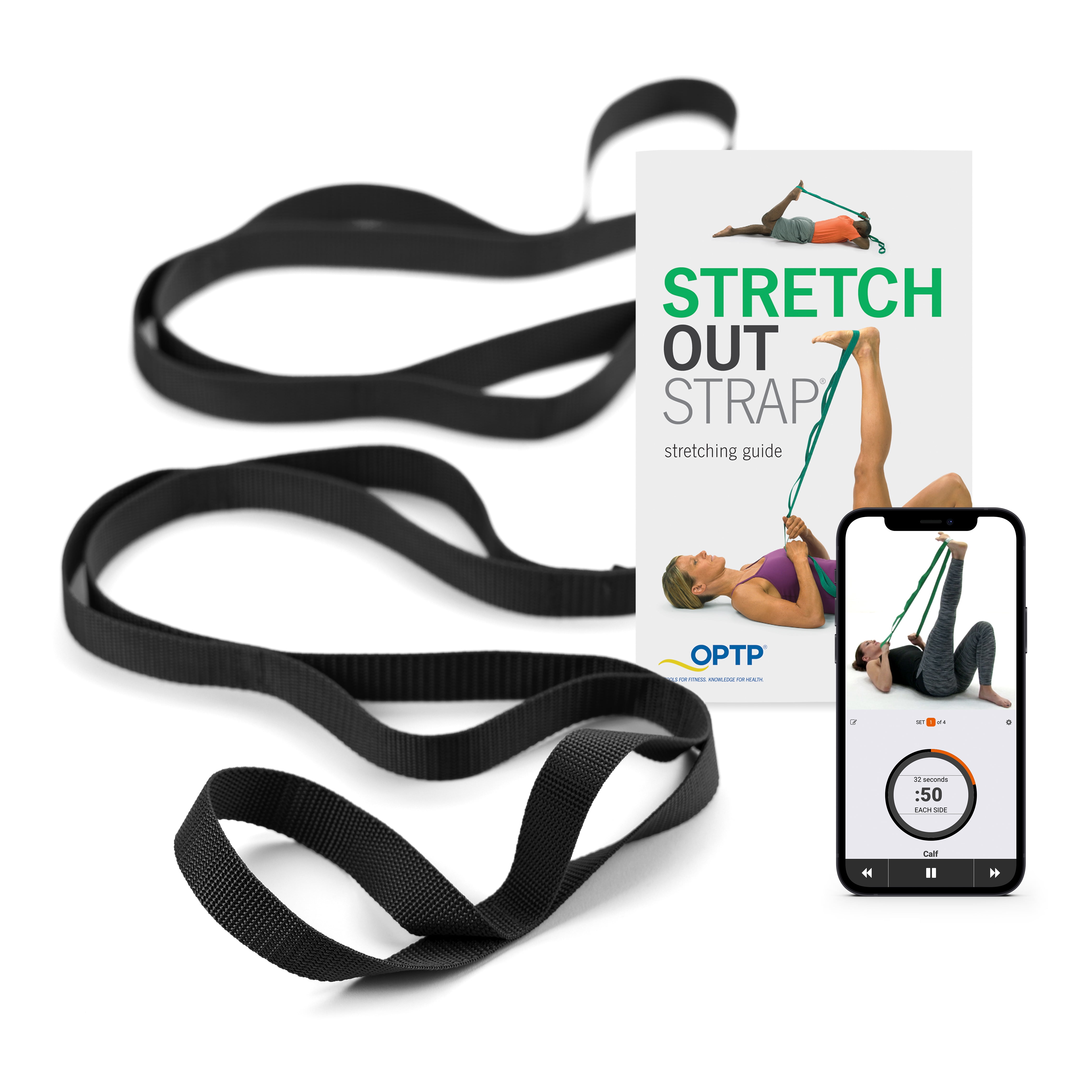 OPTP The Original Stretch Out Strap XL with Exercise Book Yoga Strap