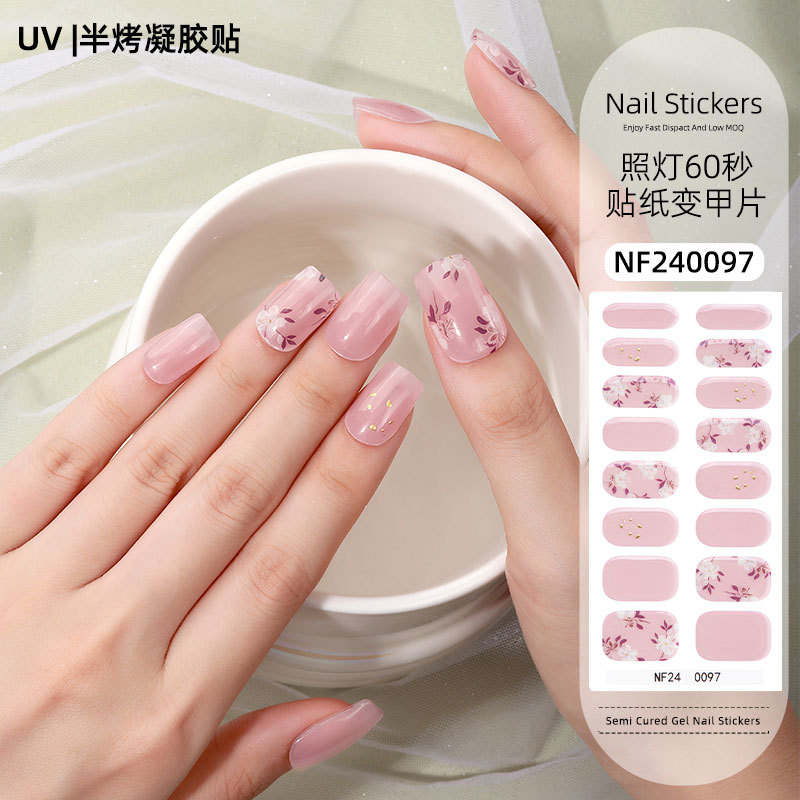 Gel nail stickers UV second generation semi-baked semi-cured nail stickers-NF240097