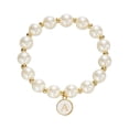 thumbnail image 1 of Imitación de perlas 26 alfabeto etiqueta pulsera de moda y versátil pulsera de cuentas de cordón elástico para las mujeres pulsera de cuentas para los seres queridos y (A F), 1 of 4