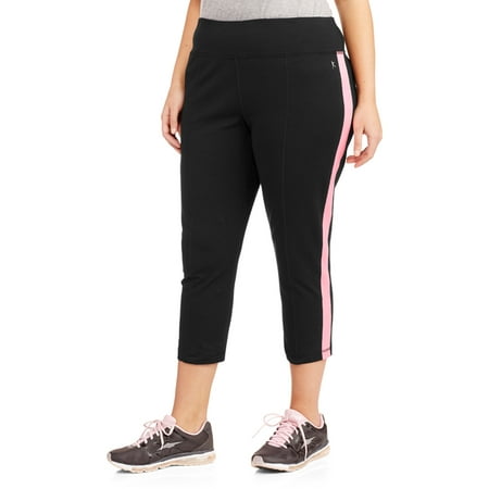 Danskin Now Women's Plus-Size Dri-More Capri Pants with Sporty Stripe ...