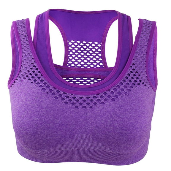LEEy-World Lingerie for Women Women Wirefree Adjustable Fitness Top Sport Push Up Seamless Running Yoga Bra Purple,S