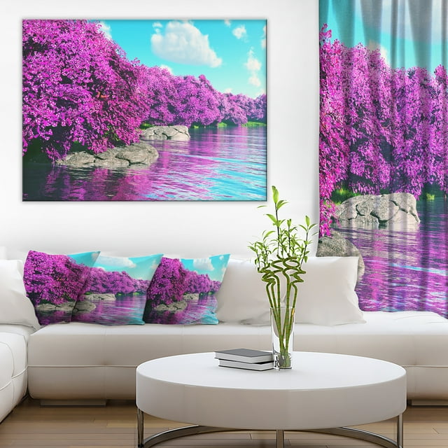 Beautiful Row of Cherry Blossoms - Landscape Canvas Art Print