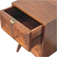 thumbnail image 6 of JERFIT Modern Nightstand with 2 Drawers, Solid Mango Wood Bedside Table, Scandinavian Chestnut Brown Finish, Nordic Style Bedroom Furniture, 6 of 10