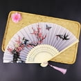 thumbnail image 4 of Folding Fan Anti-deform Chinese Style Bamboo Tassel Flower Printed Handheld Fan for Home, 4 of 7