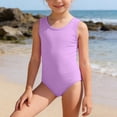 thumbnail image 2 of CUZIBR Girls Swimsuit Solid Color Sleeveless Round Neck Seamless One Piece Bathing Summer Breathable Comfortable Sport Athletic Beachwear For Kids Beach Pool Cozy Bathing Suit,Purple,15-16 Years, 2 of 4