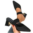 thumbnail image 4 of Hopeusnice High Heels Shoes for Women Trendy Non-Slip Breathable Open Toe Flock Materials Summer Shoes Block High Heel Women's High Heels Shoes Soft Pointed Toe Slip-Resistant Elegant Shoes Black 36, 4 of 8