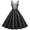 thumbnail image 1 of 2024 Halloween Cosplay vestido de calavera rosa negra oscura disfraz de mujer sin mangas vestidos de fiesta vintage calavera bruja ropa aterradora, 1 of 5