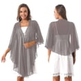 thumbnail image 1 of 3/4 Sleeve Wedding Bridal Bolero Tops Elegant High-low Hem Chiffon Shawl Shrug Evening Cape, 1 of 5