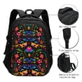 thumbnail image 3 of Fotbe Mexican Flower Traditional1 Mochila con Estampado y Puerto USB para Hombre y Mujer, Mochila Antirrobo, Mochila de Viaje, Mochila Escolar, Mochila Universitaria, 3 of 7