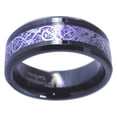 thumbnail image 2 of Black Tungsten Celtic Dragon Rings Purple Carbon Fiber, 2 of 3