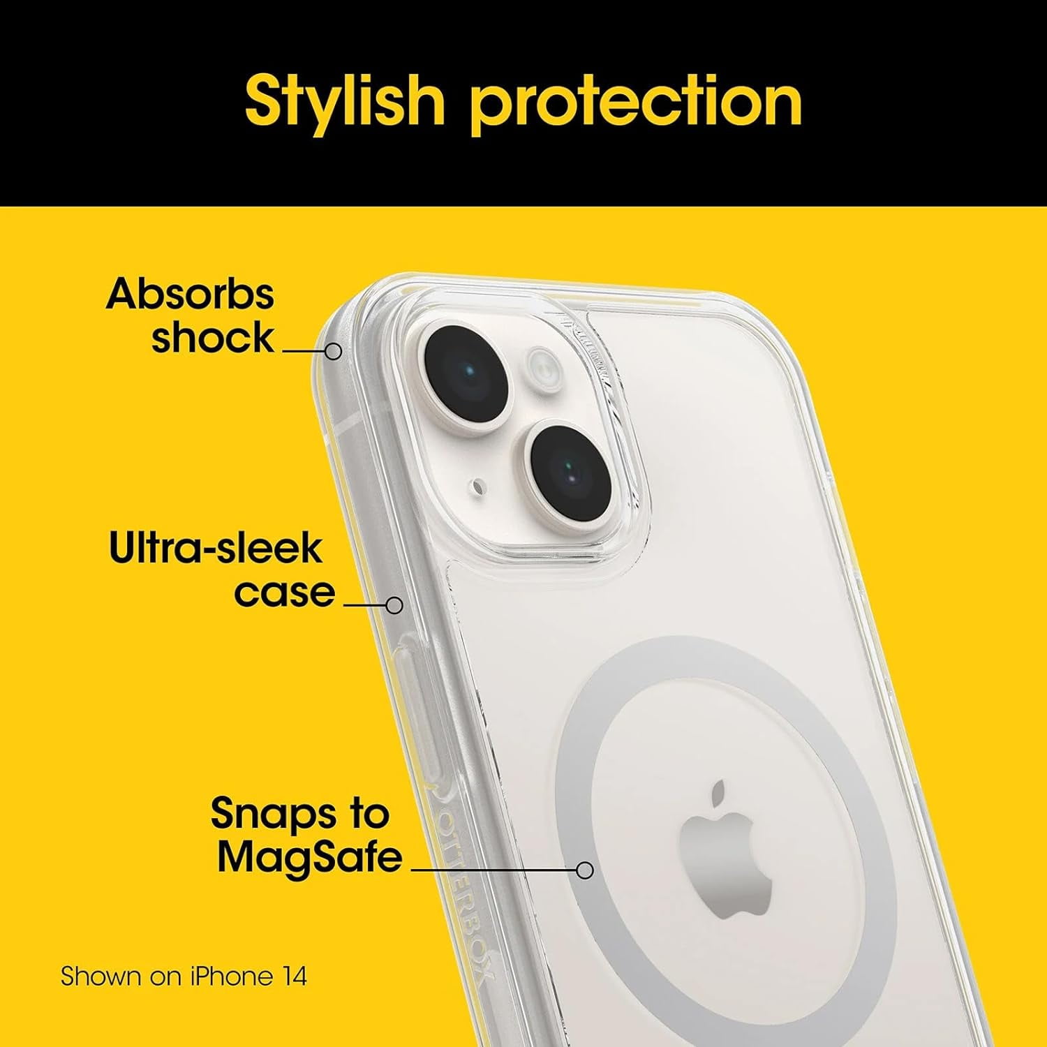 OtterBox Symmetry Series+ Case With MagSafe for iPhone 15, iPhone 14, and iPhone 13, Clear
