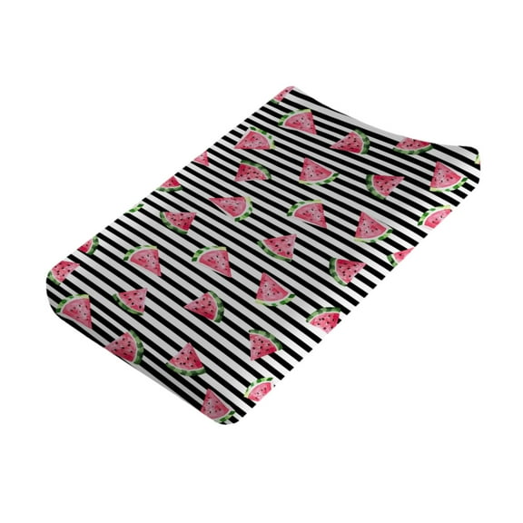 Baby Watercolor Watermelon Changing Pad Covers Black and White Stripes Diaper Changing Table Sheets for Boy Girl Summer Fruit Soft Stretchy Change Table Mats 32''x16''