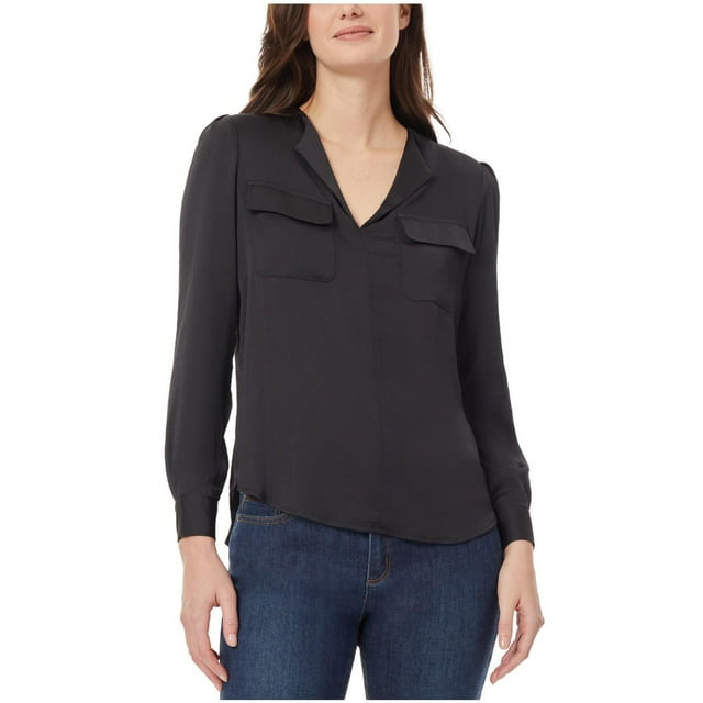 Jones New York Womens Simplified Utility Shell Blouse, black, XS