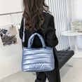 thumbnail image 5 of duhgbne tote bag for women quilted handbag lightweight winter down cotton padded shoulder bag down padding, 5 of 5