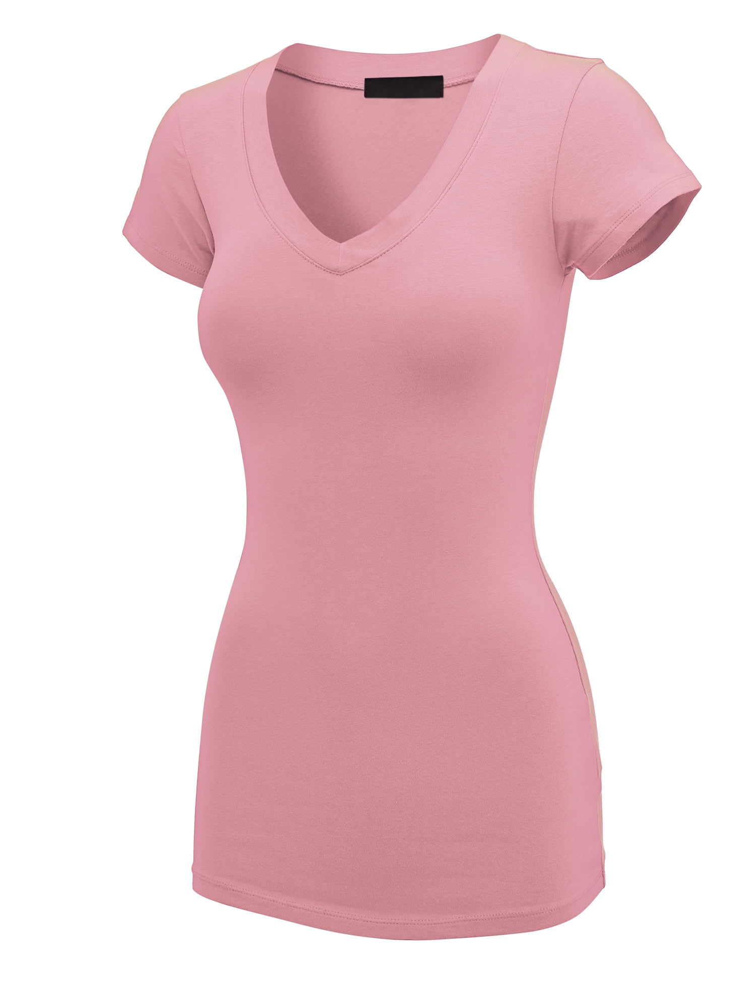 Women's V-Neck Short Sleeve Silhouette T-Shirt (Neon Pink) – Yazbek USA Mint