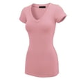 thumbnail image 2 of Made by Johnny Women's Basic Fitted Short Sleeve V-Neck T Shirt XL ROSE, 2 of 6
