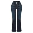 thumbnail image 6 of PXLKNZH Curvy Bootcut Jeans for Women Mid-Rise Stretch High Waisted Bell Bottom Bootcut Pants Skinny Comfy Denim Pants Blue,XL, 6 of 7