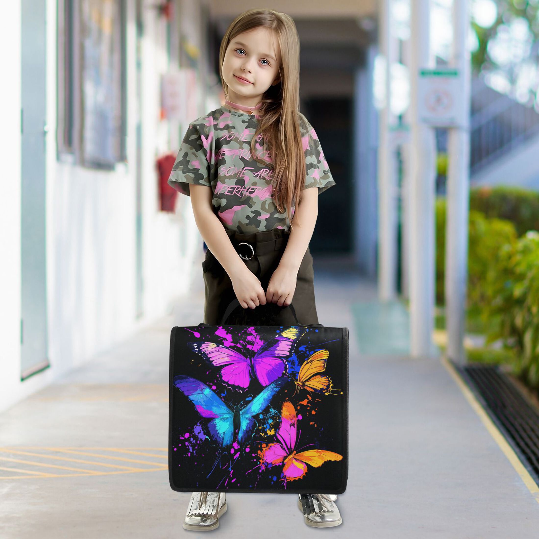DIXRUYEE Zipper Binder trapper keeper Documents Organized Design Colorful Butterfly Symphony Printed