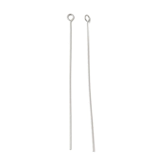 304 Stainless Steel Eye Pins Stainless Steel color 60x0.6mm Hole: 2mm 100pcs/set