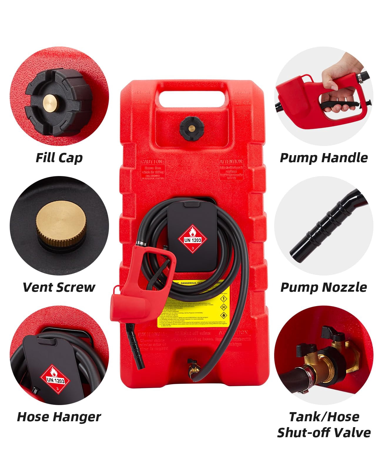 2025 New Fuel Caddy 15 Gallon, Portable Gasoline Tank Container With Manual Fuel Transfer Pump, 10ft Long Hose & Wheels, Portable Gas Tank for Cars, Lawn Mowers, Boats