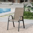thumbnail image 2 of 9-Piece Outdoor Patio Dining Set, 8 Stackable Textilene Chairs (Weight Capacity 350 lbs) and Metal Steel Table with Umbrella Hole, Black & Grayish-brown, 2 of 13