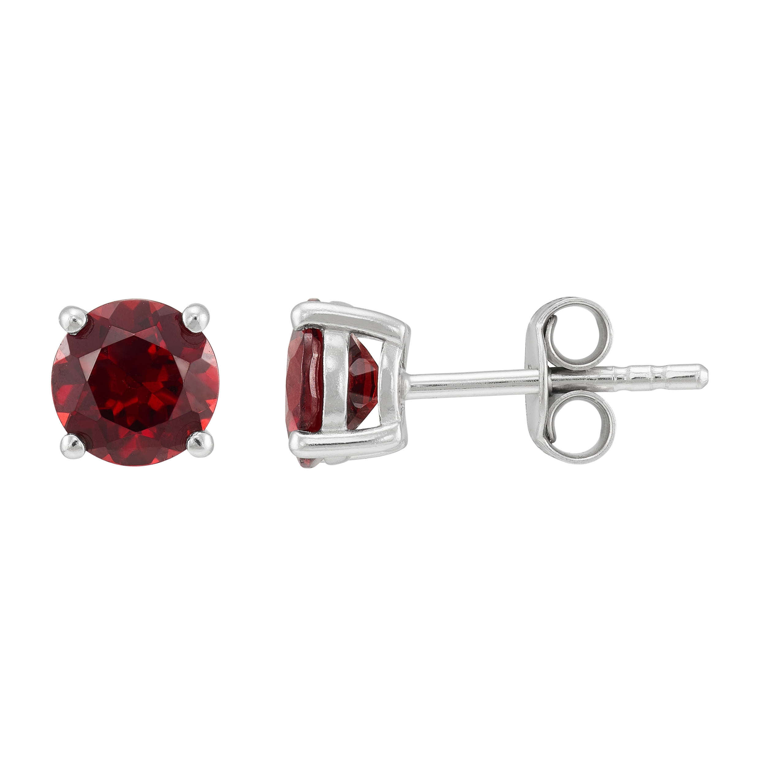 Brilliance Fine Jewelry Garnet and White Cubic Zircoina Pendant Necklace and Studs Set in Sterling Silver