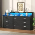 thumbnail image 3 of Winkalon 9 Drawer Dresser with LED Light & Charging Station, 63" Long Modern Dresser with 9 Drawers for Bedroom, Wooden Dresser Large Closet of Drawers, 3 of 9