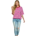 thumbnail image 5 of Cueply Tops for Women Summer Short Sleeve T Shirts Striped Design Fashion Crewneck Casual Loose Basic Tee Shirts, 5 of 8