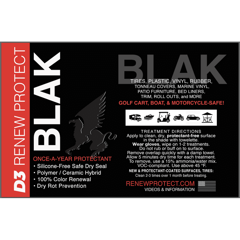 BLAK – Motorcycle, Golf Cart, RV Safe - Trim, Tire Shine