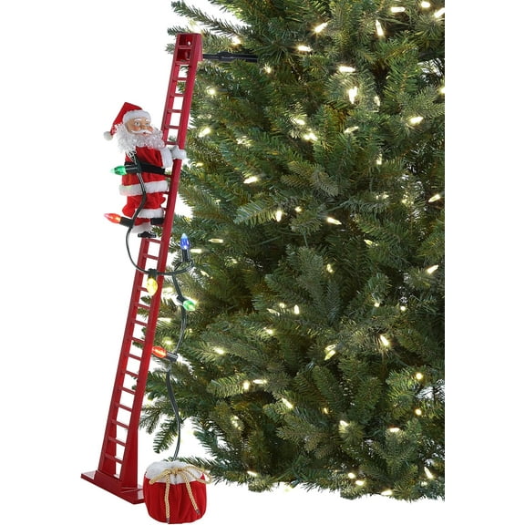 Christmas Super Climber Musical Animated Christmas Decoration, 42 Inches, Plush White Santa Claus