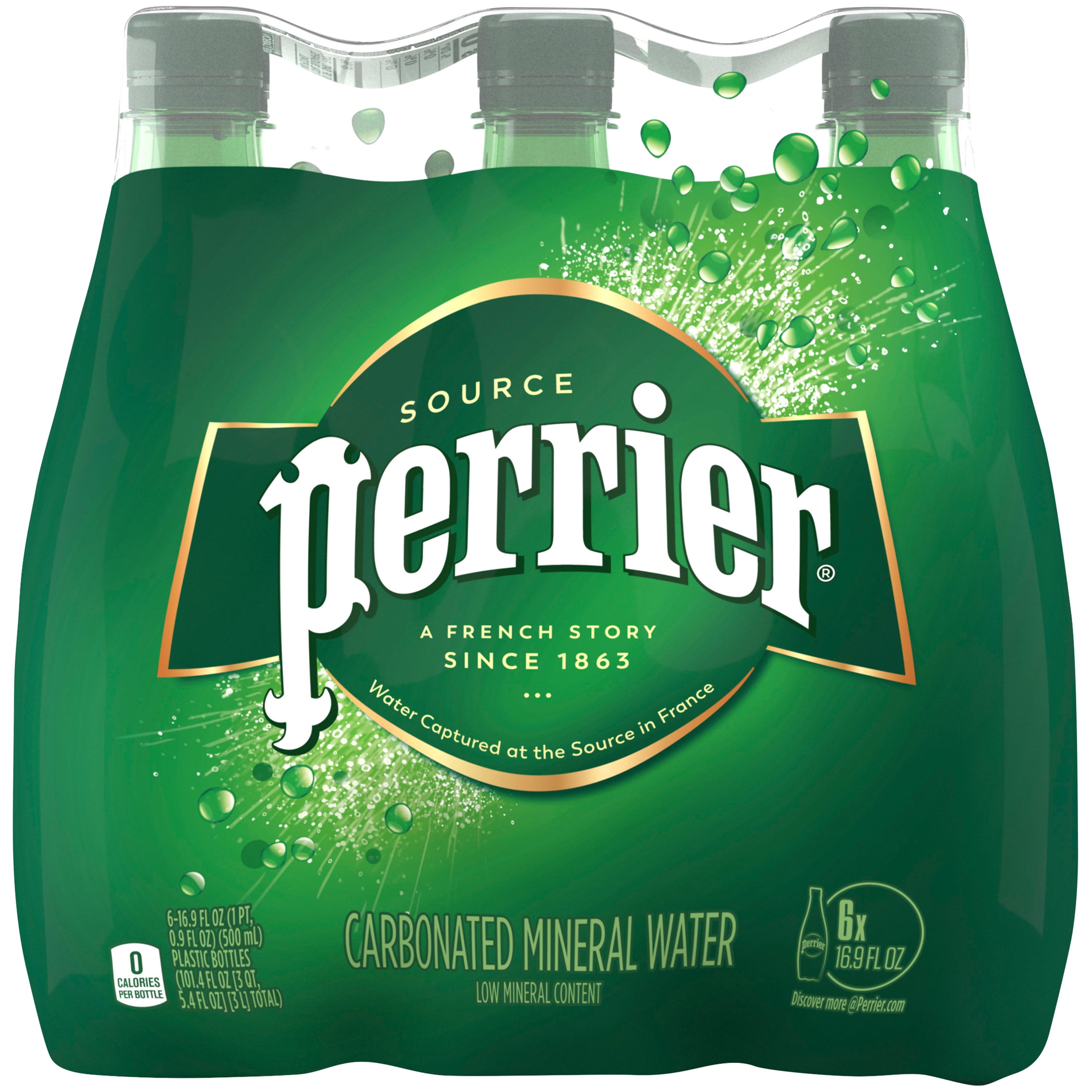 Perrier Carbonated Mineral Water 16 9 Fl Oz Plastic Bottles 6 Count 101 4 Fl Oz Walmart Com Walmart Com