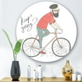 thumbnail image 2 of Designart 'Hipster Man Riding A Bicycle' Children's Art Circle Metal Wall Art 11x11 - Disc of 11, 2 of 5