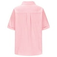 thumbnail image 4 of Womens Tops Women Summer T Shirts Short Ndbuld Women's Solid Color New Cotton And Linen Women's Short Sleeved Cardigan Collar Shirt S-3XL Pink XL, 4 of 7