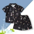thumbnail image 2 of MIASHUI Boys 2 Piece Outfits Hawaiian Button Down Short Sleeve Shirts Shorts Sets,Black,2-3 Years, 2 of 3