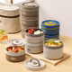 thumbnail image 5 of Contenedor de almuerzo para calentar alimentos, contenedor de almuerzo térmico de acero inoxidable, caja bento térmica portátil, contenedor de alimentos marrón B, 5 of 8