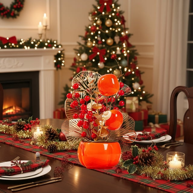 Adornos navideños de bayas artificiales | Decoración navideña de plástico rojo de 30 cm | Adornos realistas para árbol de Navidad | Decoración festiva para interiores y exteriores para sala de