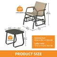 thumbnail image 4 of Craftian Outdoor Rocking Bistro Set, 3-Piece Patio Furniture Glider Chair Set with Glass Table, Brown, 4 of 9