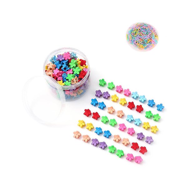 100 pinzas para el pelo pequeñas para niñas pequeñas, accesorios para el cabello con flores, pasadores para niñas de la escuela, niños y adolescentes con 1000 cintas para el pelo desechables gratis
