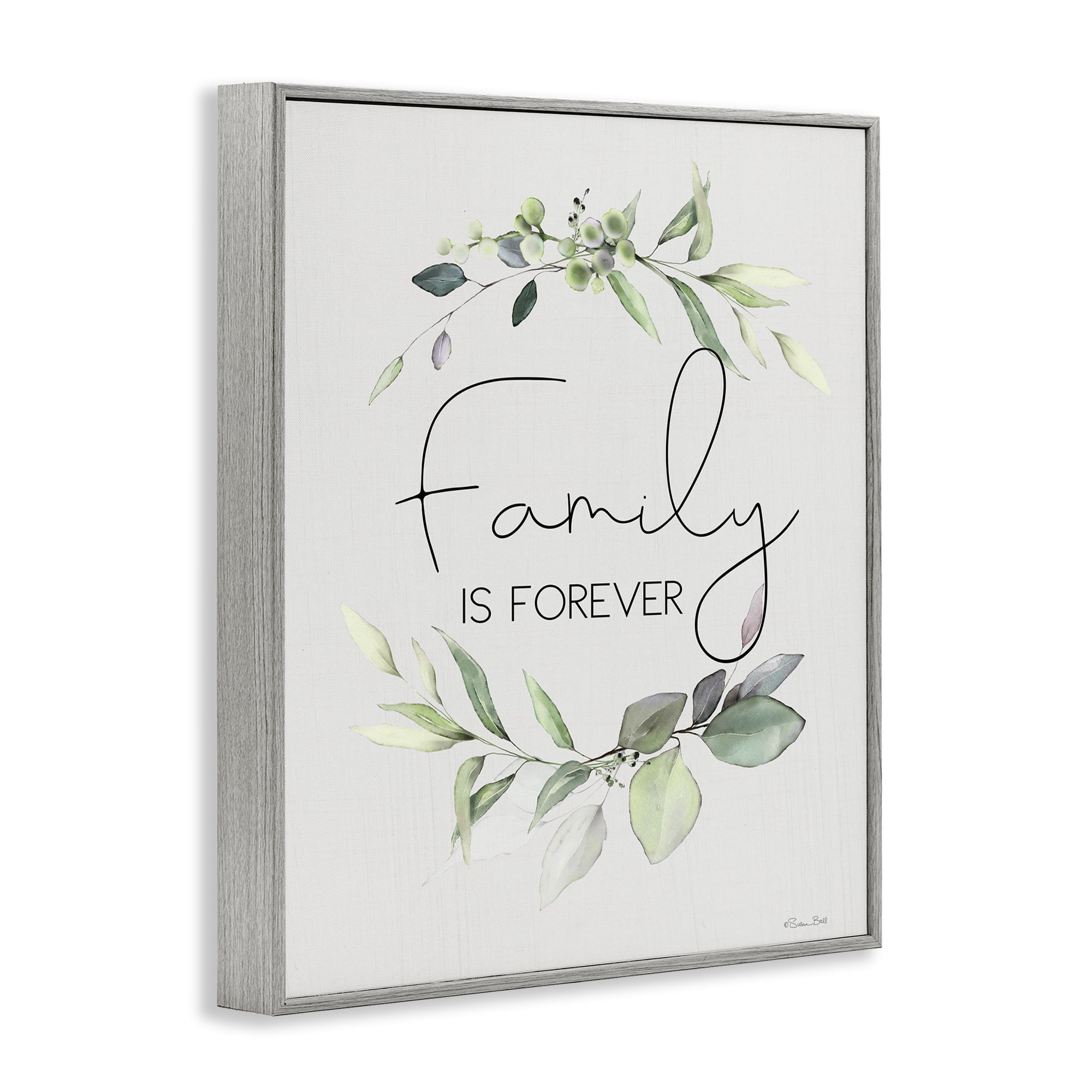 Stupell Industries Family Is Forever Botanical & Floral Painting Gray Framed Art Print Wall Art, 24 x 30