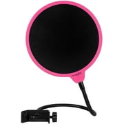 Dragonpad USA Pop filter Studio Microphone Mic Wind Screen Pop Filter Swivel Mount 360 Flexible Gooseneck Holder, Framed Pink on Black