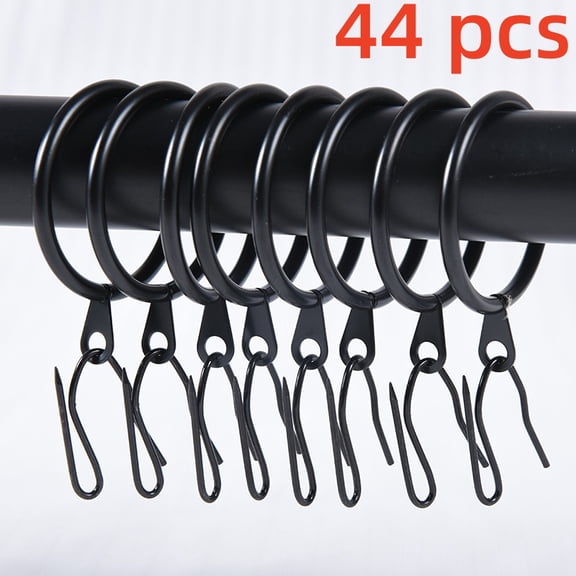 Vruelia 44 Pack Metal Drapery Curtain Rings, 1.75 Inch Inner Diameter, Heavy Duty Rustproof Metal Drapery Rings with Pinch Pleat Curtain Hooks, Decorative Clips Rings Fits Up to 1.5" Rods