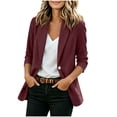 thumbnail image 2 of ClodeEU Women's Long Sleeve Notch Collar Blazer with Shoulder Pads ,Casual Work Jacket Wine,Women's Plus L, 2 of 8